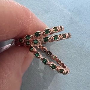 3 stack rings emerald and rose gold